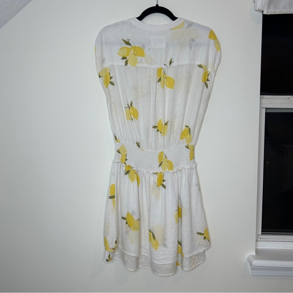 Rails Angelina Double-Tiered Linen Mini Dress In Citronnade Lemon Print XS - Picture 4 of 11